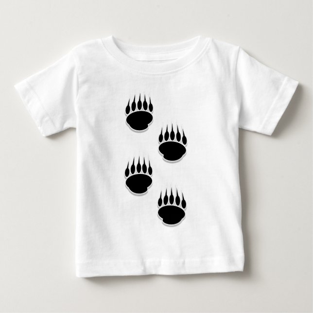 Black Bear Paw Prints Baby T-Shirt (Front)