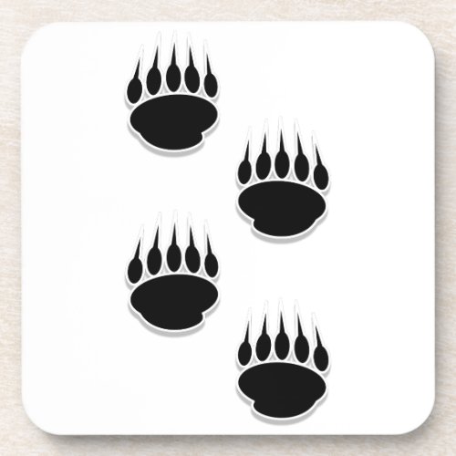 Black Bear Paw Prints Beverage Coaster