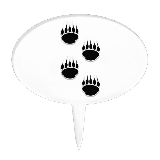 Black Bear Paw Prints Cake Topper (Front)