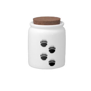 Black Bear Paw Prints Candy Jar