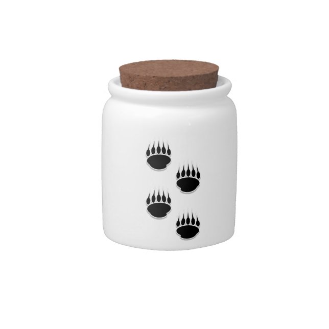 Black Bear Paw Prints Candy Jar (Front)