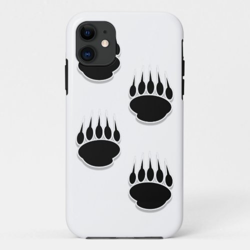 Black Bear Paw Prints iPhone 11 Case