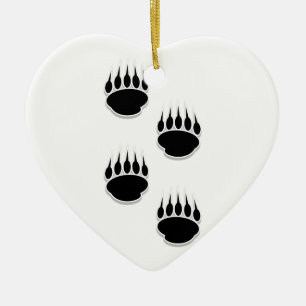 Black Bear Paw Prints Ceramic Ornament