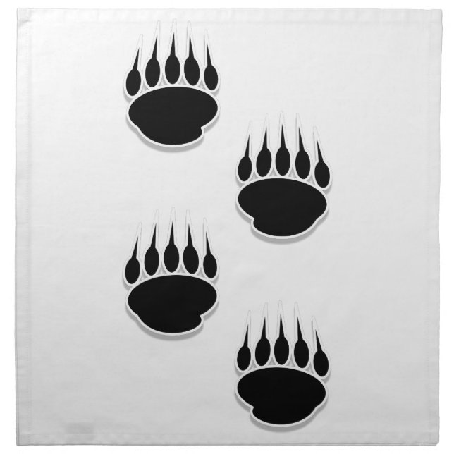 Black Bear Paw Prints Cloth Napkin (Front)