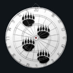 Black Bear Paw Prints Dartboard With Darts<br><div class="desc">Black bear paw prints. Original image.</div>