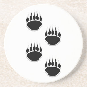 Black Bear Paw Prints Drink Coaster
