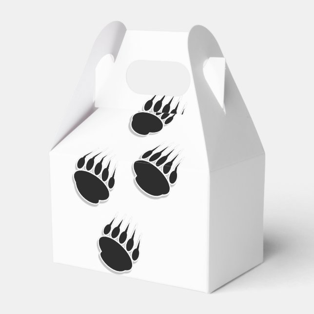 Black Bear Paw Prints Favor Boxes (Front Side)