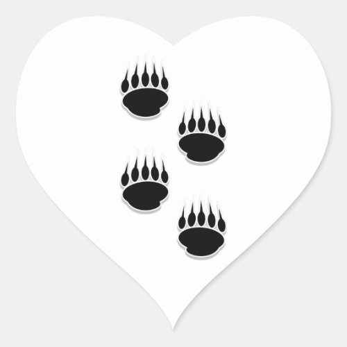 Black Bear Paw Prints Heart Sticker