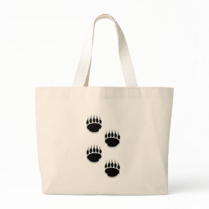 Black Bear Paw Prints Large Tote Bag