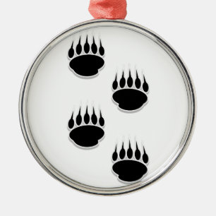 Black Bear Paw Prints Metal Ornament