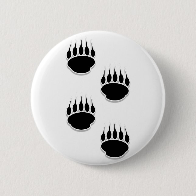 Black Bear Paw Prints Pinback Button (Front)
