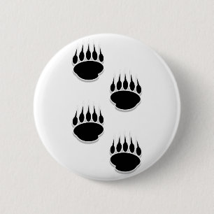 Black Bear Paw Prints Pinback Button