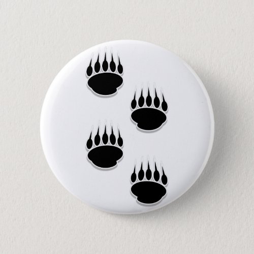 Black Bear Paw Prints Pinback Button