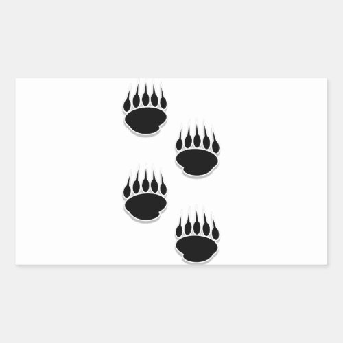 Black Bear Paw Prints Rectangular Sticker