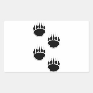Black Bear Paw Prints Rectangular Sticker