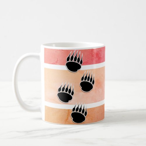 Black Bear Paw Prints Retro Design Coffee Mug