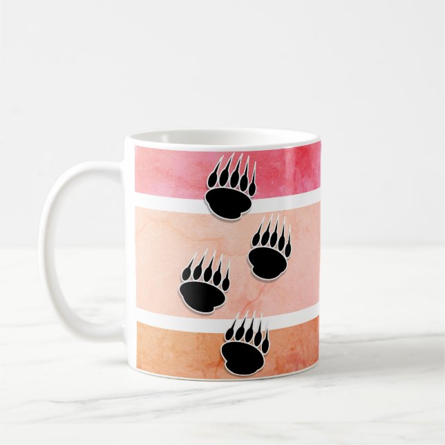 Black Bear Paw Prints Retro Design Coffee Mug (Left)