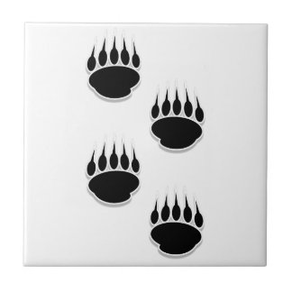 Black Bear Paw Prints Square Ceramic Tile