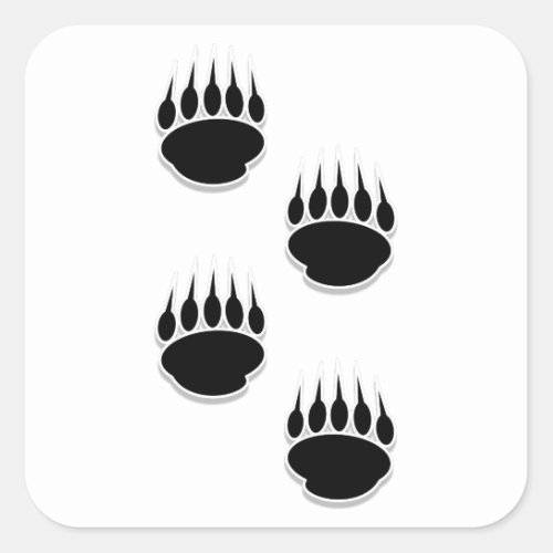 Black Bear Paw Prints Square Sticker