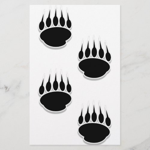 Black Bear Paw Prints Stationery