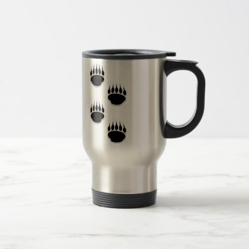 Black Bear Paw Prints Travel Mug