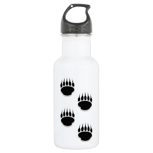 Black Bear Paw Prints Water Bottle