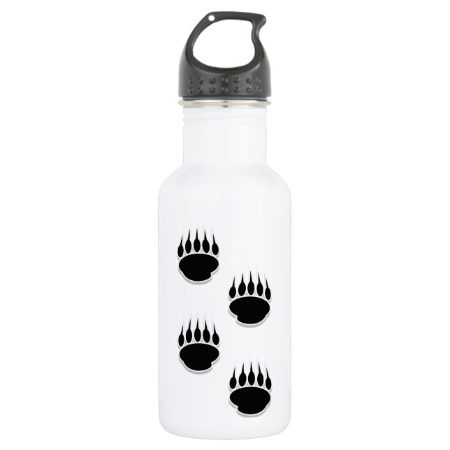 Black Bear Paw Prints Water Bottle (Front)