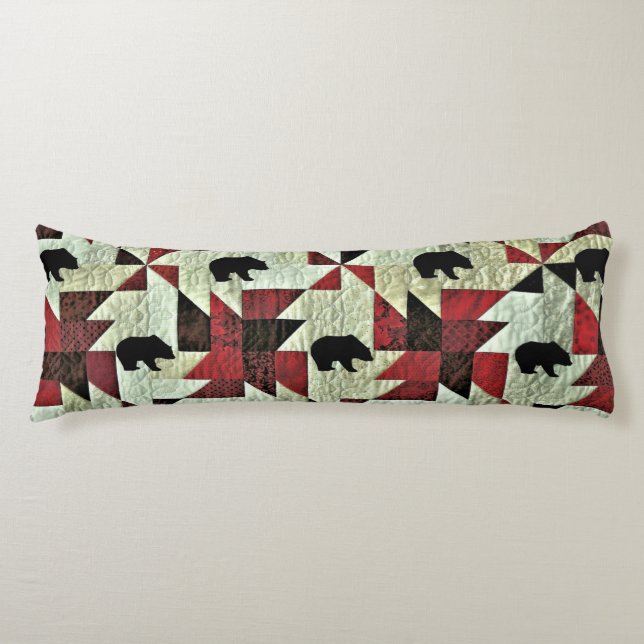 Black Bear Quilt Body Pillow (Front)