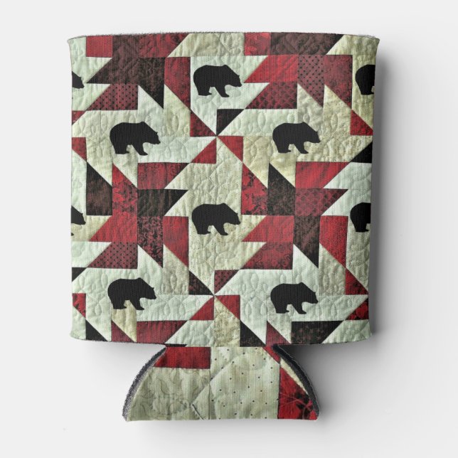 Black Bear Quilt Can Cooler (Front)