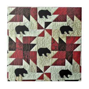 Black Bear Quilt Ceramic Tile