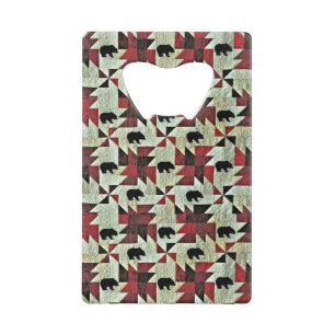 Black Bear Quilt Credit Card Bottle Opener