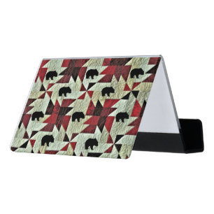 Black Bear Quilt Desk Business Card Holder