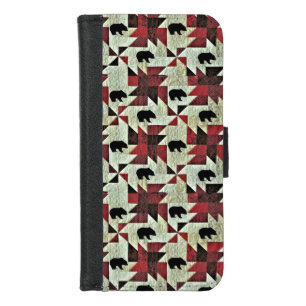 Black Bear Quilt iPhone 8/7 Wallet Case