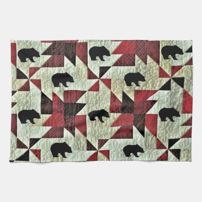 Black Bear Quilt Kitchen Towel (Horizontal)