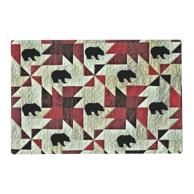 Black Bear Quilt Placemat (Front)