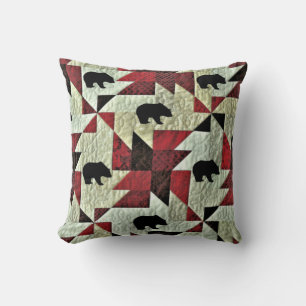 Black Bear Quilt Throw Pillow
