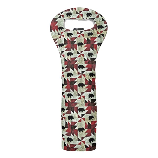 Black Bear Quilt Wine Bag (Front)