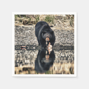 Black Bear Reflections Paper Napkins