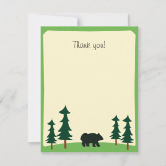 BLACK BEAR Rustic Flat Thank you note card