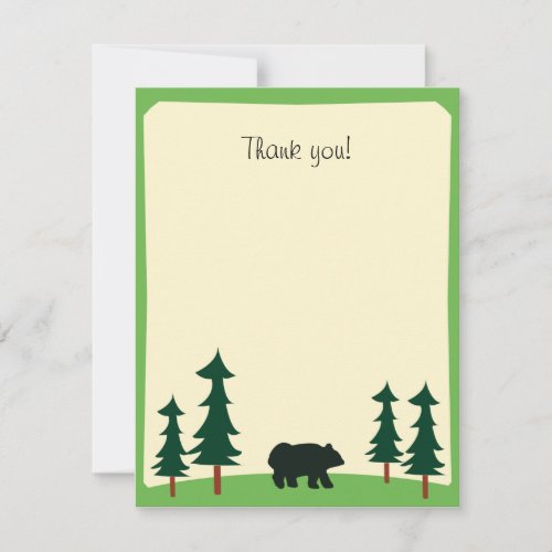 BLACK BEAR Rustic Flat Thank you note card Personalized Invites