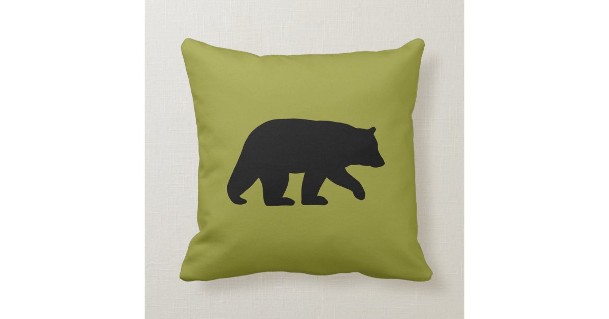Black Bear Silhouette Chartreuse Wildlife Animal Throw Pillow