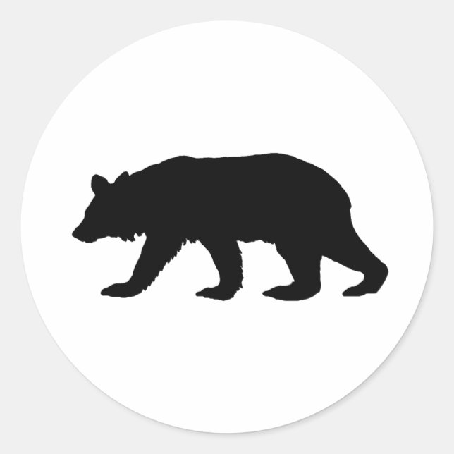 Black Bear Silhouette Classic Round Sticker (Front)