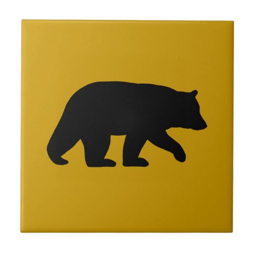Black Bear Silhouette _ Custom Background Color Tile
