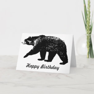 Black Bear Silhouette, Digital Graphic Card