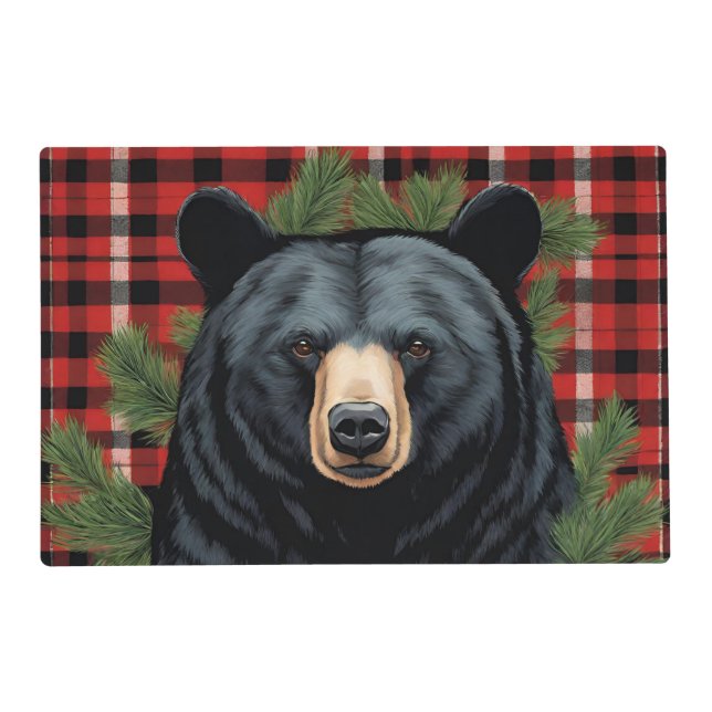 Black Bear Silhouette Laminated Placemat (Front)