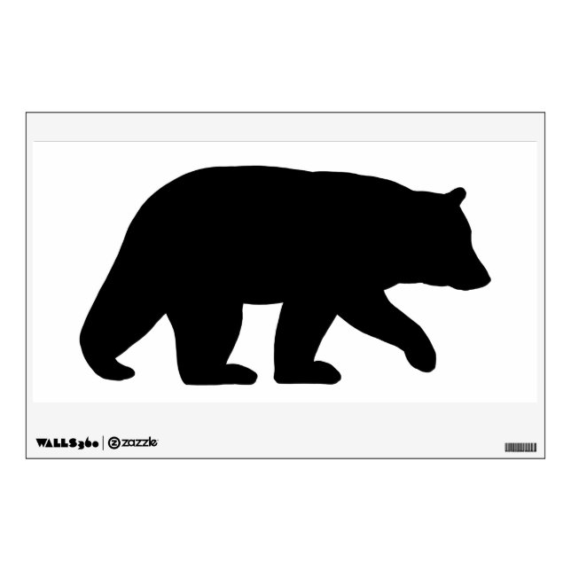 Black Bear Silhouette on White Background Wall Sticker (Front)