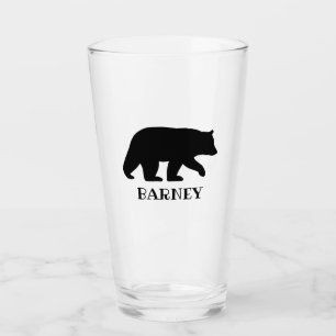 Black Bear Silhouette Personalized Wildlife Lover Glass