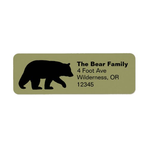 Black Bear Silhouette Return Address Labels