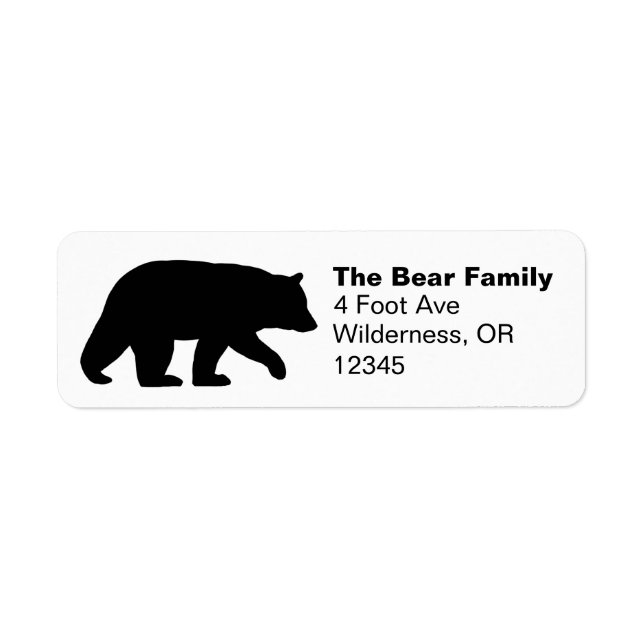 Black Bear Silhouette Return Address Labels (Front)
