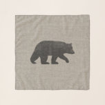 Black Bear Silhouette Scarf<br><div class="desc">Faux Linen Style with Black Bear Silhouette</div>